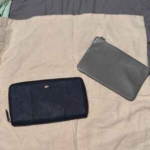 Roots Navy and Gray Wallet Set